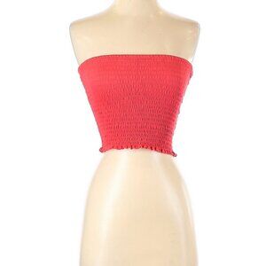 Express Red/Pink Ruched Crop Top (Size S)